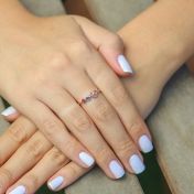 Bague Liens du Cœur avec Pierres de Naissance [Plaqué Or Rose 18ct]