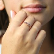 Bague Liens du Cœur avec Pierres de Naissance [Plaqué Or Rose 18ct]