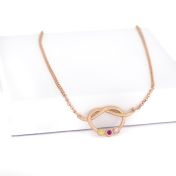 Collier Liens Porte-Bonheur avec Pierres de Naissance [Plaqué Or Rose 18ct]