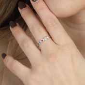 Banden van het Hart Geboortesteen Ring [Sterling Zilver]