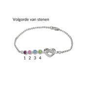 Banden van het Hart Geboortesteen Armband [Sterling Zilver]