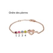Bracelet Liens du Сœur avec Pierres de Naissance [Plaqué Or Rose 18ct]
