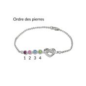 Bracelet de Cheville Liens du Coeur avec Pierres de Naissance [Argent 925]