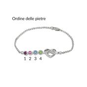 Bracciale Nodi del Cuore con Pietra di Nascita [Argento 925]
