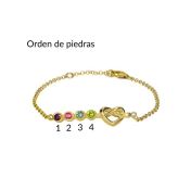 Tobillera de Piedra de Nacimiento Lazos del Corazón [Bañado en Oro 18K]