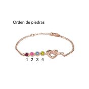 Pulsera Lazos del Corazón con Piedras de Nacimiento [Bañada en Oro Rosa de 18K]