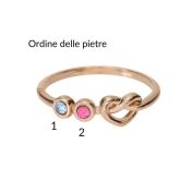 Anello Nodi del Cuore con Pietra di Nascita [Placcato Oro Rosa 18kt]