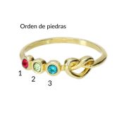 Anillo Lazos del Corazón con Piedras de Nacimiento [Oro Vermeil de 18K]