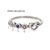 Bague Liens du Cœur avec Pierres de Naissance [Argent 925]