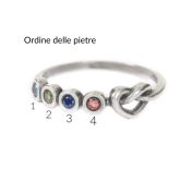 Anello Nodi del Cuore con Pietra di Nascita [Argento 925]
