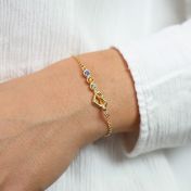 Gold Bracelet for Women with Swarovski crystals — 2 to 7 birthstones
