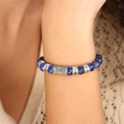 Ties Of The Heart Diamond Name Bracelet - Lapis Lazuli [Sterling Silver]