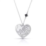 Ties of Heart Engraved Map Necklace with Nano Bible [14 Karat White Gold]