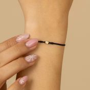 Ties of Heart Initial Bracelet - Black Cord [14 Karat Gold]