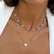 Collier Initiale Liens du Cœur à Chaîne Trombone [Argent 925]