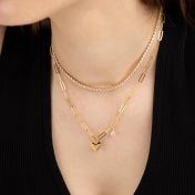 Ties Of The Heart Initials Paperclip Necklace with 0.50ct Diamond [18K Gold Plated]