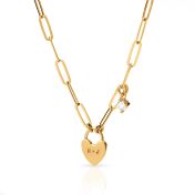 Ties Of The Heart Initials Paperclip Necklace with 0.50ct Diamond [18K Gold Plated]