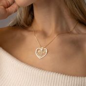 Collier Carte Liens du Cœur avec Diamant Cœur - Plaqué Or 18ct