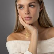 Collier Carte Liens du Cœur avec Diamant Cœur - Plaqué Or 18ct