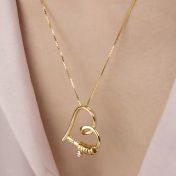 Herzensbindungen Halskette mit Gravur und einem 0,3 Kt Diamanten [750er vergoldet]