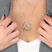 Ties of the Heart Name Necklace with a Diamond [Sterling Silver]
