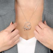 Banden van het Hart Naam Ketting met een Moissaniet [Sterling Zilver]