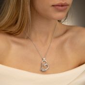 Ties of the Heart Name Necklace with Heart Diamond [Silver]