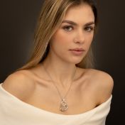 Ties of the Heart Name Necklace with Heart Diamond [Silver]