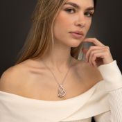 Ties of the Heart Name Necklace with Heart Diamond [Silver]