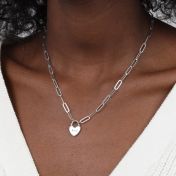 Collier Initiale Liens du Cœur à Chaîne Trombone [Argent 925]