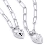 Collier Initiale Liens du Cœur à Chaîne Trombone [Argent 925]