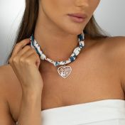 Ties of Heart Scarf Necklace with a Map Charm [Silver]