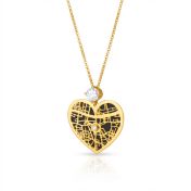 Heart Silhouette Map Necklace With 1 Ct Diamond [18K Gold Plated]