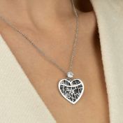 Heart Silhouette Map Necklace With 1 Ct Diamond [14 Karat White Gold]