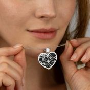 Heart Silhouette Map Necklace With 1 Ct Diamond [14 Karat White Gold]