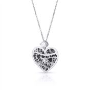 Heart Silhouette Map Necklace With 1 Ct Diamond [14 Karat White Gold]