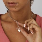 Collier Initiale Liens du Cœur à Chaîne Trombone [Argent 925]