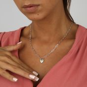 Collier Initiale Liens du Cœur à Chaîne Trombone [Argent 925]