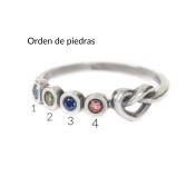 Anillo Lazos del Corazón con Piedras de Nacimiento [Plata de Ley]