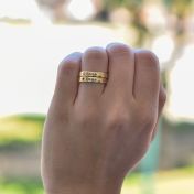 Anillo Talisa de Piedras de Nacimiento con Nombre [Bañado en Oro de 18K] 