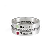 Anelli Impilabili con Nome e Pietra di Nascita [Argento 925]
