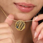 Schatten Plaats Silhouet Kaart Ketting [18K Goud Verguld]