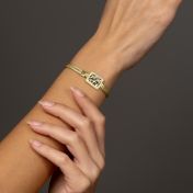 Bracelet Carte Silhouette Lieu Précieux avec Chaîne Tressée – Plaqué Or 18ct