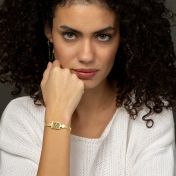 Beliebte Erinnerungen Silhouette Armband mit Kartenanhänger [750er Gold Vermeil]