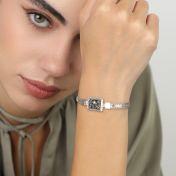 Treasured Spot Map Silhouette Bracelet with Braided Chain [Silver]