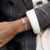 Treasured Spot Map Silhouette Bracelet with Braided Chain [Sterling Silver]