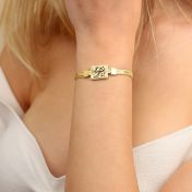 Beliebte Erinnerungen Silhouette Armband mit Kartenanhänger [750er Gold Vermeil]