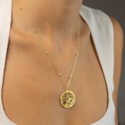 Collier Arbre de Vie avec Nano Bible [Plaqué Or 18ct]