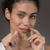 Collier Arbre de Vie avec Nano Bible [Plaqué Or 18ct]