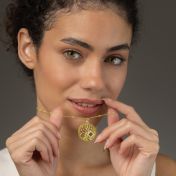 Collier Arbre de Vie avec Nano Bible [Plaqué Or 18ct]